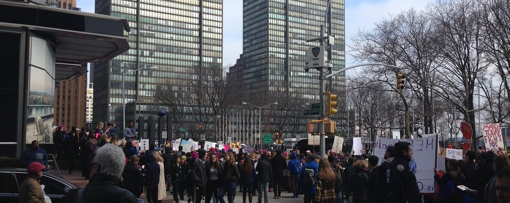 Photo of Protesters on 1st Avenue During 2017 Women's March