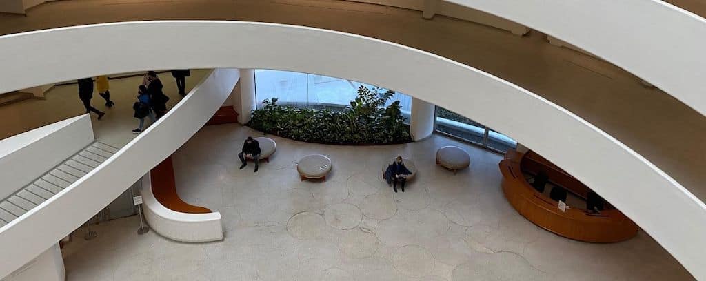 Photo of Guggenheim Museum lobby from upper level