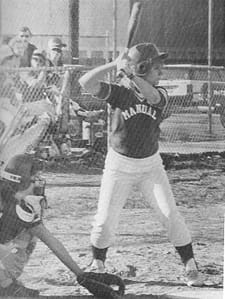 Photo of a young Nance Schick at Bat